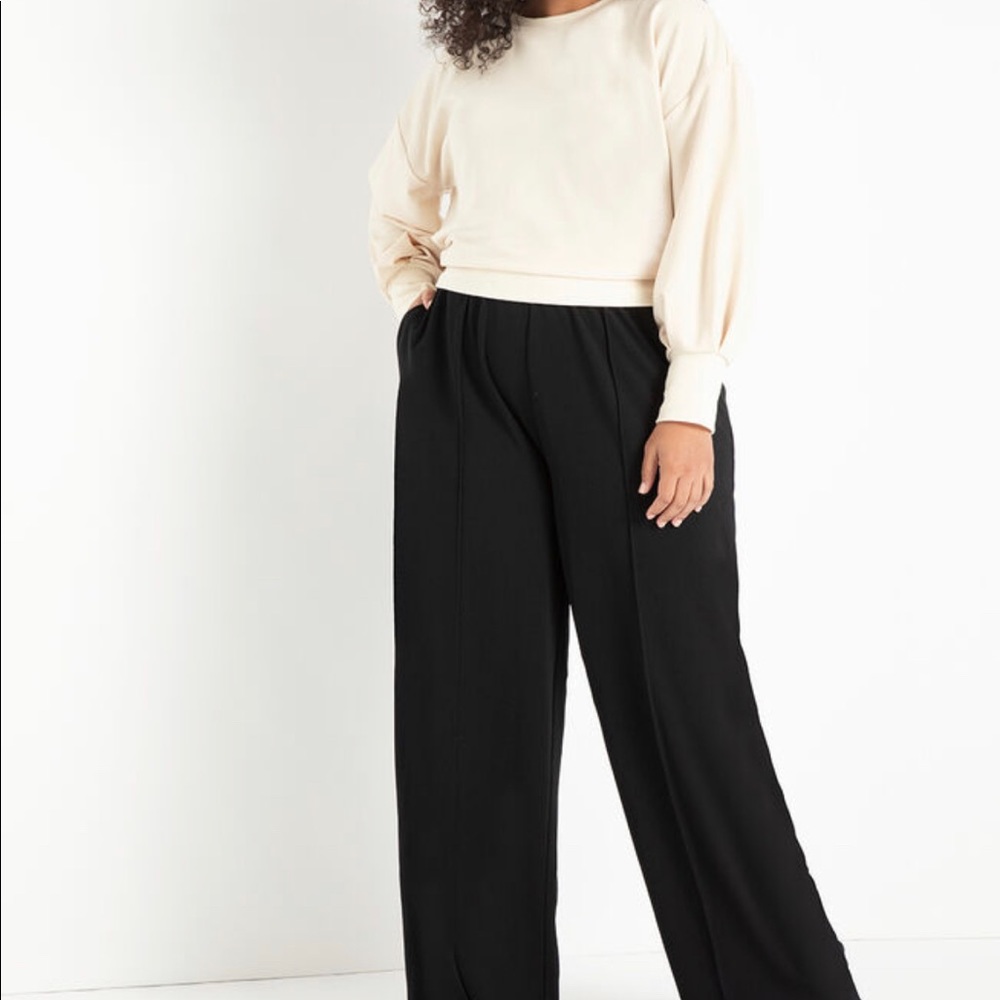 ELOQUII Plus size pin tuck Wide leg Pant